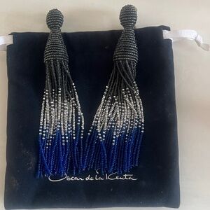 Oscar De La Renta Blue Ombré Clip Earrings. Like New.